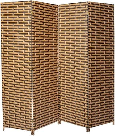 Vital 4-Panel Room Dividers and Folding Privacy Screens Partition Walls for Bedroom Rattan Screen Divider Portable Freestanding Privacy Wall (A5)