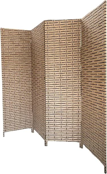 Vital 4-Panel Room Dividers and Folding Privacy Screens Partition Walls for Bedroom Rattan Screen Divider Portable Freestanding Privacy Wall (A8)