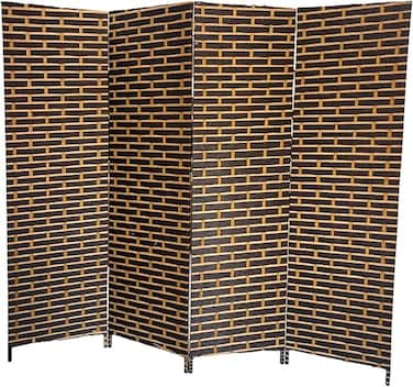 Vital 4-Panel Room Dividers and Folding Privacy Screens Partition Walls for Bedroom Rattan Screen Divider Portable Freestanding Privacy Wall (A10)