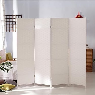 Vital 4-Panel Room Dividers and Folding Privacy Screens Partition Walls for Bedroom Rattan Screen Divider Portable Freestanding Privacy Wall (A13)