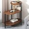 Vital End Table 3 Tiers coffe table Sofa Side Table - Wood Nightstand with Storage Shelf - Modern Plant Stand in Living Room Bedroom Balcony Small Space,Walnut+Black