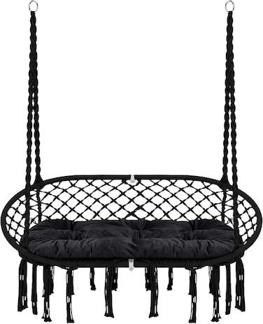 VITAL Double Swing Chair for Outside Hammock Garden, Large Hanging Macrame Swing Chair for Indoor/Outdoor Relax, Adult Hammock Boho Chair Max 700 lbs Capacity for Porch Balcony Backyard