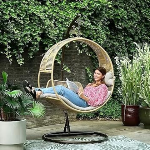Rattan Oval Hanging Chair Hammock Chair With Stand Yaheetech