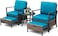 5 Pieces Patio Furniture Set Outdoor Patio Conversation Bistro Set Modern Chairs with Coffee Table for Home and Balcony Patio Outdoor Furniture Conversation Sets with Porch Chairs and Glass