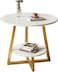 Vital 2-Layer Round Coffee Table,End Tables for Living Room, Side Tables, Sturdy and Easy Assembly,Double-deck Round Wood Look Accent Furniture with Wood Frame (GOLD WHITE)