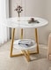 Vital 2-Layer Round Coffee Table,End Tables for Living Room, Side Tables, Sturdy and Easy Assembly,Double-deck Round Wood Look Accent Furniture with Wood Frame (GOLD WHITE)