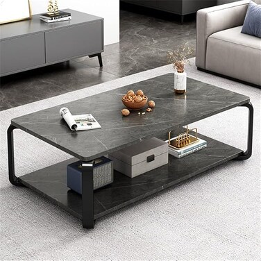 Vital End Table, Table for Living Room Modern Round Faux Marble Nesting Modern Living Accent Side Coffee Sofa Center Table (Black Marble + Gold)