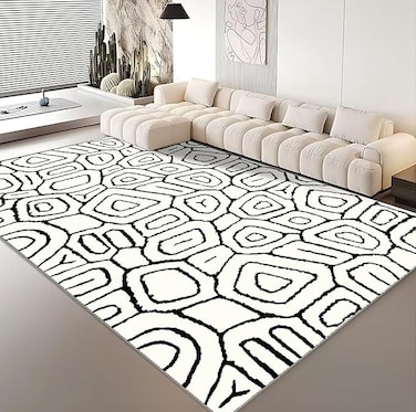 Vital Area Rugs Soft Modern Rug Carpet Geometric Stripe Rug Non Slip Modern Carpet, Abstract Printed Floor Rugs for Home Decorative, Soft &amp; Non-Slip &amp; Washable Indoor Mat (K-254, 200 x 300 cm)