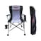 كرسي تخييم قابل للطي مع ظهر مرتفع مريح، حامل أكواب، أقدام قابلة للتعديل، وحقيبة تخزين - كرسي خارجي محمول شديد التحمل للتخييم والشاطئ وصيد الأسماك والنزهات - رمادي/أسود