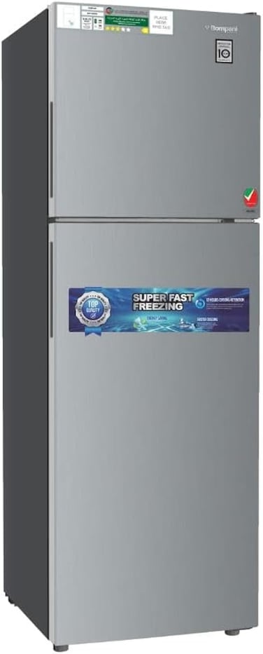 Bompani 368L Gross/332L Net Capacity Double Door Refrigerator, No-Frost, R600a Refrigerant, Inverter Technology, Electronic Temperature Control, One Year Warranty - BR4501SS Inox