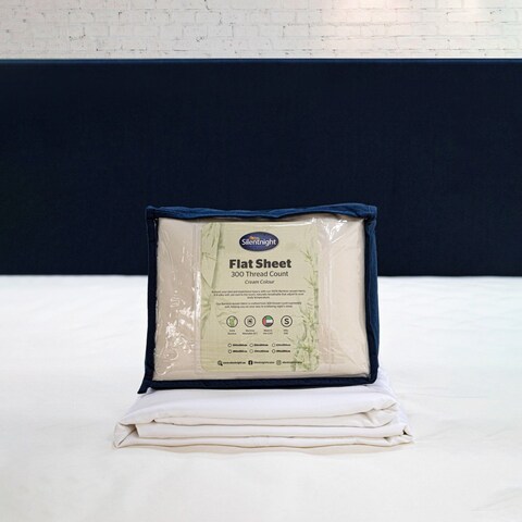 BAMBOO FLAT SHEET CREAM COLOUR 300TC (200x280cm)