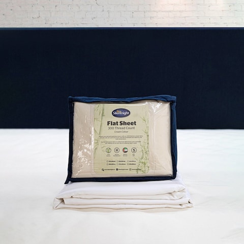 BAMBOO FLAT SHEET CREAM COLOUR 300TC (290x280cm)