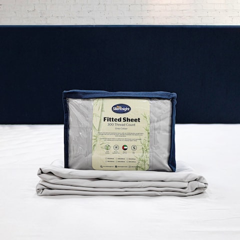 BAMBOO FITTED SHEET GREY COLOUR 300TC  (150x200cm)