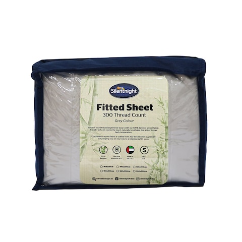BAMBOO FITTED SHEET GREY COLOUR 300TC  (150x200cm)