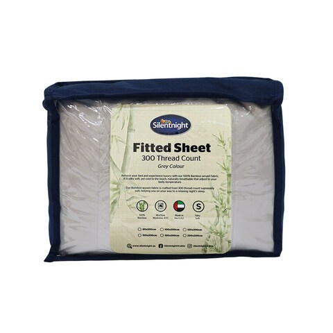 BAMBOO FITTED SHEET GREY COLOUR 300TC (200x200cm)