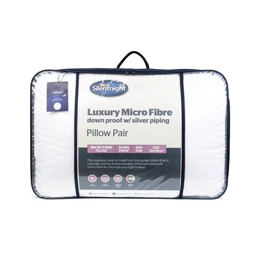 Silentnight Luxury Micro Fibre Pillow w/ Silver Piping - Down Proof (800GSM)