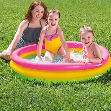 HEXAR&reg; Round Inflatable Swimming Pool Kiddie Pool Blow Up Swimming Pool for Kids Toddler Bathing Tub Portable &amp; Foldable (114x25 CM)