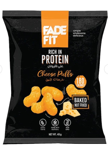Fade Fit Cheese Protein Puffs, Protein Packed (6.5g protein), Made with lentils, Baked not fried, Made in Olive oil