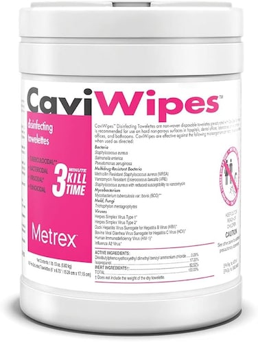 Metrex CaviWipes Hospital-Grade Disinfectant Wipes &ndash; 160 Towelettes   3-Minute Kill Time, Fragrance-Free, Bleach-Free Cleaner for Healthcare &amp; Home Care Surfaces
