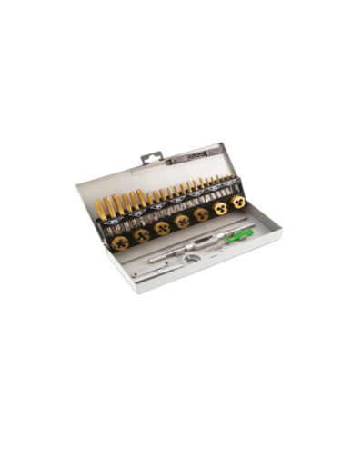 CLARKE TDS3-12HC TAP &amp; DIE SET 3MM - 12MM HSS (32 PCS)