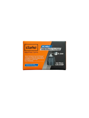 CLARKE DC10KLC DRILL CHUCK 10MM KEYLESS 0.8-10MM 3/8-24UNF