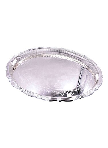 Acrylic Serving Tray &ndash; Silver Finish, 64x47x8 cm, Durable &amp; Elegant Design