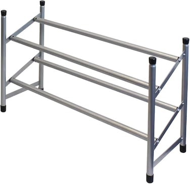 Expandable 2-Tier Shoe Rack &ndash; White, Adjustable Metal Organizer for Up to 10 Pairs