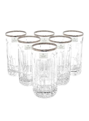 6-Piece Glass Set – Clear/Silver, Elegant Drinkware, 24x30x8 cm