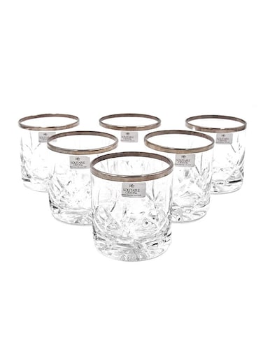 6-Piece Glass Set – Clear/Silver Design, 21x28x9 cm, Elegant Drinkware
