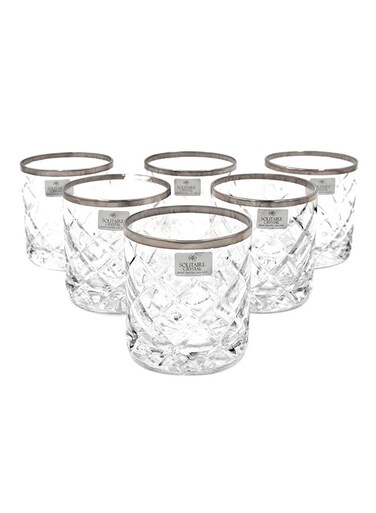 6-Piece Clear & Silver Glass Set – Elegant Design, Perfect for Dining & Entertaining