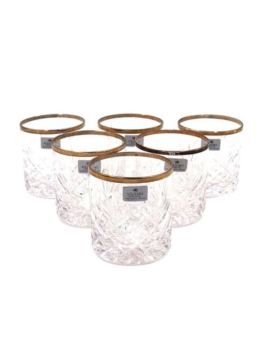 6-Piece Glass Set Clear/Gold – Elegant Drinkware, 21x28x9cm Packaging