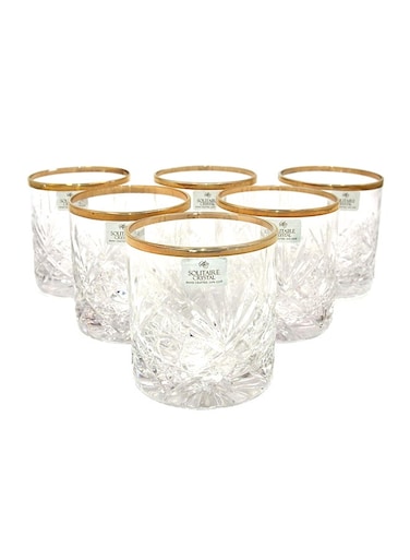 6-Piece Glass Set – Clear with Gold Accent, Elegant Design, 21x28x9 cm, Perfect for Entertaining