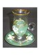 Royal Crystal 12-Piece Tea Set – Elegant Green Decor, Durable Glassware for Tea Lovers