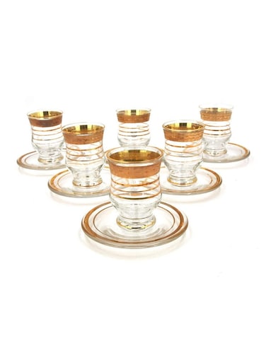 12-Piece Tea Set with Gold Decor – Elegant & Assorted Design for Stylish Serving