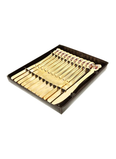 12-Piece Dessert Knife Set Gold – Elegant Cutlery Set, 22x19x3 cm for Serving Desserts