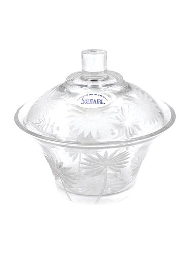 Clear Sugar Bowl with Cover – 14x14x9 cm, Elegant Storage for Sugar, Spices & Condiments
