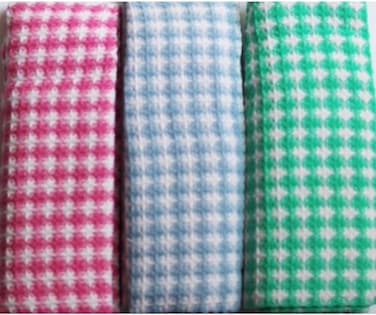 Kitchen Towels 3-Pieces Set Assorted Colors &amp; Designs Multipurpose Absorbent Cleaning Cloths