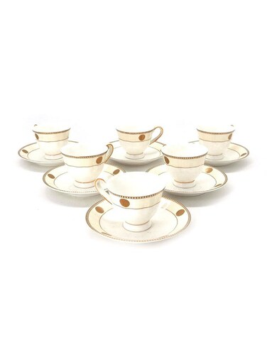 12-Piece Cup and Saucer Set – White Ceramic