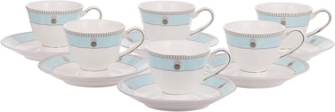 12-Piece Tea Cup and Saucer Set &ndash; White/Blue, Elegant Design