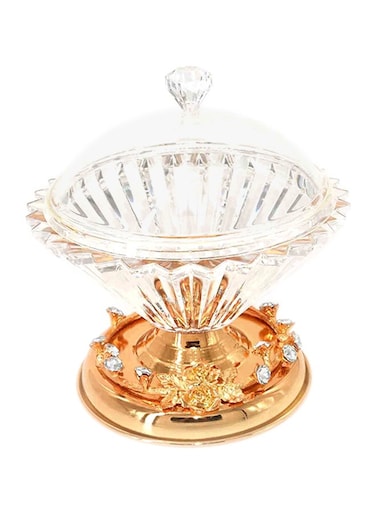 Decorative Date Bowl Clear/Golden – 19x19x15 cm, Elegant Home Décor Piece