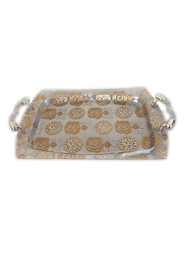 Rectangular Tray &ndash; Large, Gold/Clear, Elegant Serving &amp; Display Tray