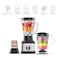 Nikai 3 In 1 Blender With Power, Stainless Steel Blades, Multifunctional Grinder, Glass &amp; Plastic Jugs, 5 Speeds + Pulse, Dry And Wet Fine Grinding, Mixing &amp; Juicing 500W NB3900GEB Black/Clear/Silver