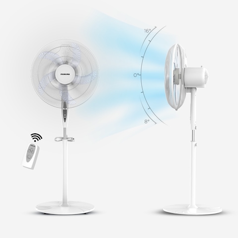 Nikai 16 Inch Pedestal Fan with Remote &amp; Timer, 45 Watts, T&quot; Class Motor, High-Performance Copper Motor, 7.5 Hours Timer, 
Wide Oscillation, 3 Speeds, Energy-Efficient, For Home &amp; Office-NPF1634RT
