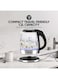 Nikai Compact Electric Glass Kettle, Effortless Boiling Elegance, Auto Lid Opening, LED Indicator, Boil Dry Protection, Integrated Filter, 360&deg; Rotating Base, 1.2L 2200W NK303G Clear/Silver/Black