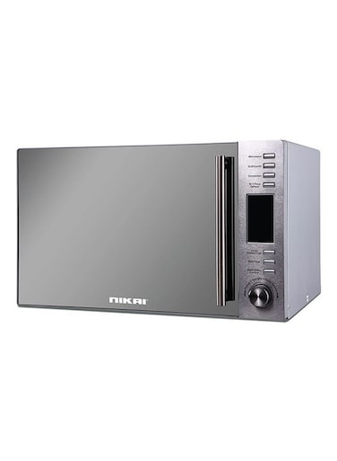 Nikai Microwave Oven, Grill Function, Digital Control, Mirror Finish, Defrost By Timing And Weight, Cooking End Signal, Child Safety Lock, Stainless Steel Panel 30L 900W NMO300MDG Silver