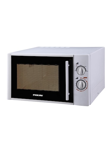 Nikai Microwave Oven, Manual Control, 5 Power Levels, 0-35 Mins Timer, Defrost Setting, Cooking End Signal, Pull Handle Door 30L 900W NMO3010M White