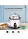 Nikai 2 In 1 Rice Cooker With Steamer, Non-Stick Convenience Pot And Keep Warm Function For Flawless Meals, Detachable Cord, Cook, Steam, And Keep Warm With Ease And Efficiency 1L 400W NR701A White
