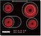Nikai 4 Burners Infrared Cooker, 60cm Ceramic Hob with 4 Burners, Touch Control, 9 Power Levels, 99-Min Timer, 6600W, Power &amp; Temperature Indicator NGH66C Black