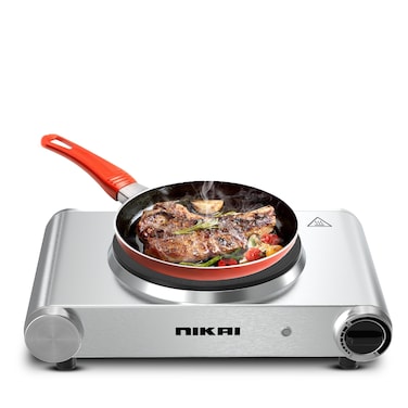 Nikai Single Hot Plate - 1500W Power, Adjustable Thermostat, Overheat Protection, Die Cast Iron Hotplates, Power indicator light, Stainless Steel Body, Easy Control - NKTOE4N2