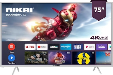 Nikai 75 Inch 4K UHD Android Smart LED TV   Ultra HD Resolution, Built-In Apps (Netflix, YouTube, Facebook, Twitter, Skype)   60Hz Refresh Rate, USB &amp; HDMI Connectivity, DLNA Support   UHD75SLED